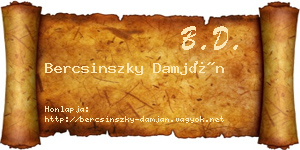Bercsinszky Damján névjegykártya